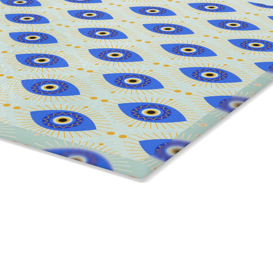 Glass Cutting Board with Evil Eye Pattern