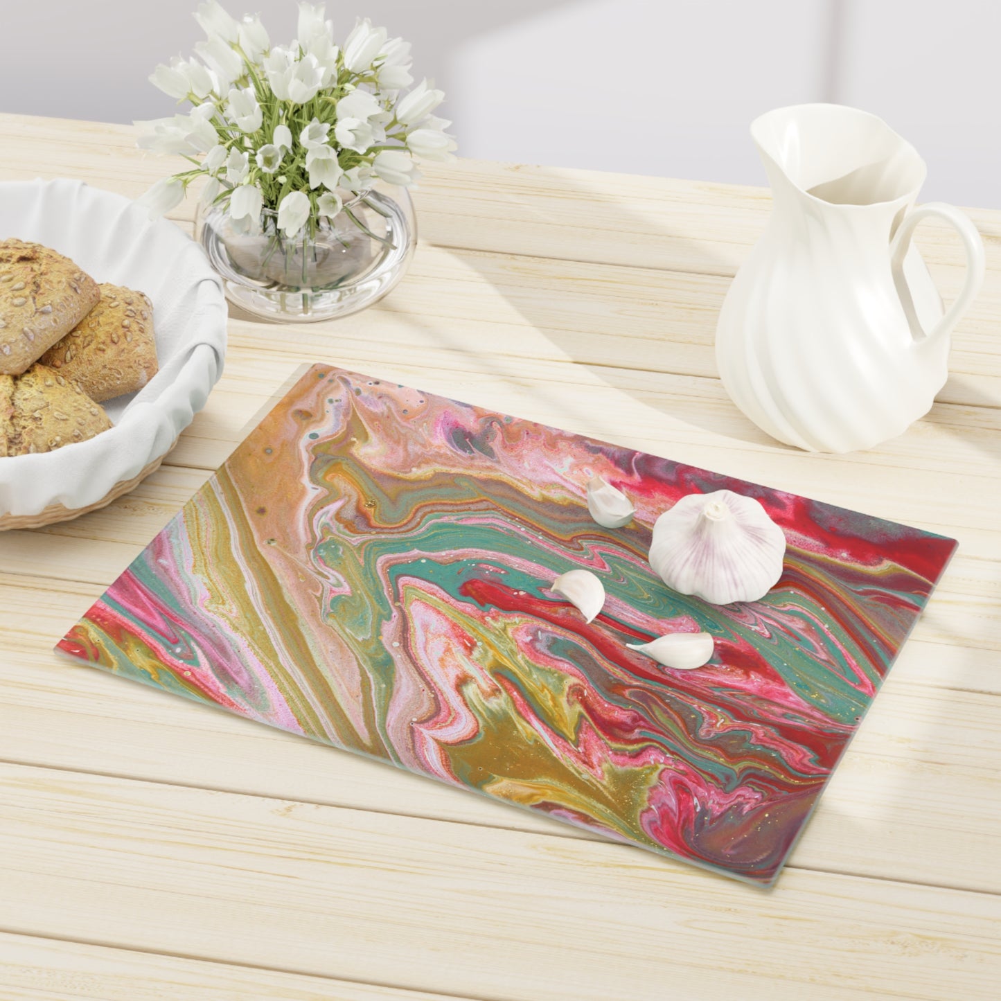 Red Marble art Cutting Board