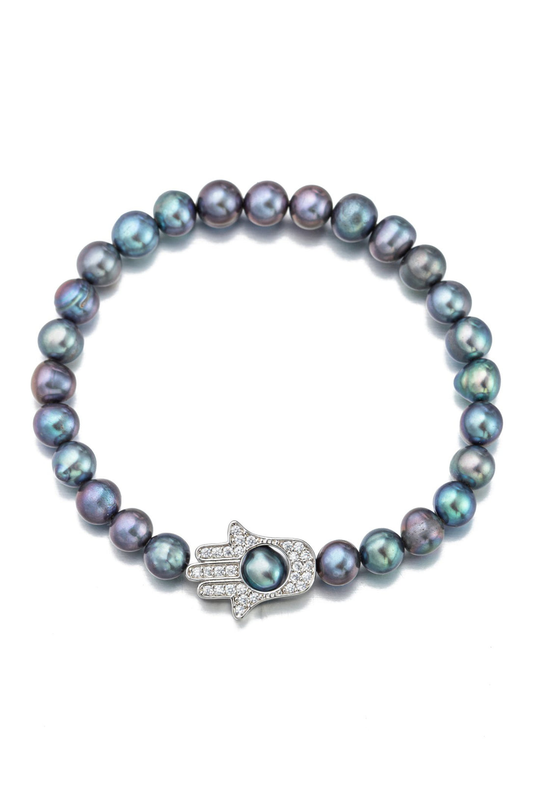 Freshwater Peacock Pearl Hamsa Bracelet