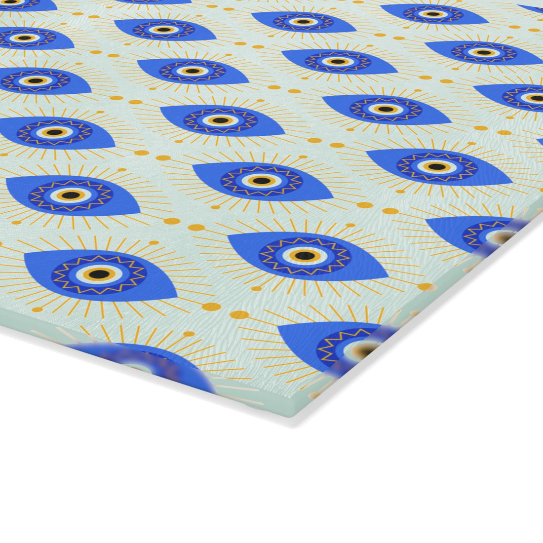 Glass Cutting Board with Evil Eye Pattern