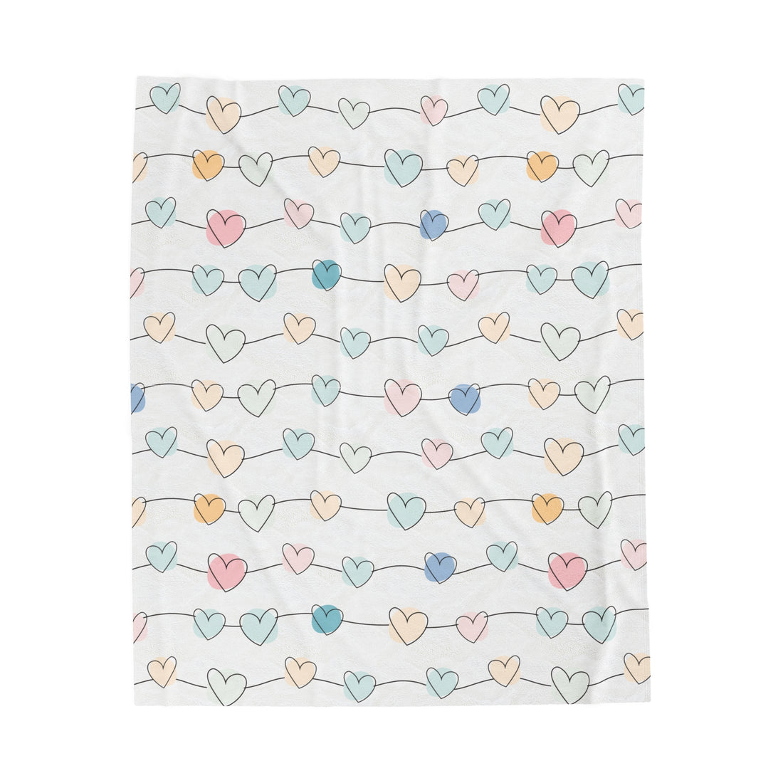 Heart Printed Plush Cozy Throw Blanket