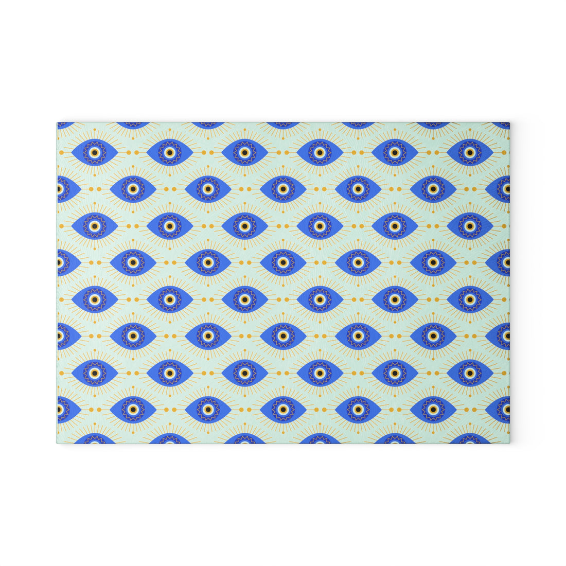 Glass Cutting Board with Evil Eye Pattern