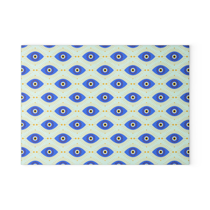 Glass Cutting Board with Evil Eye Pattern