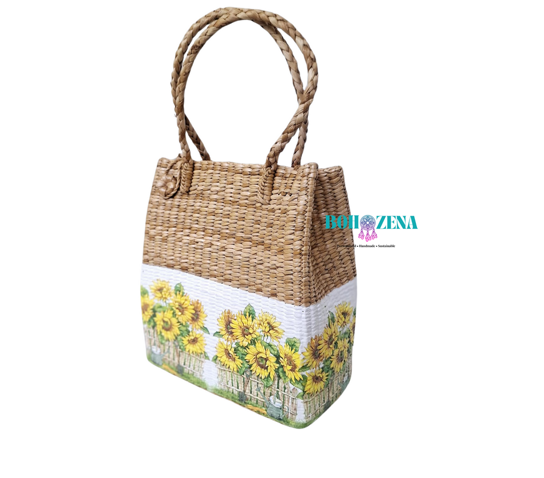 Handwoven Rattan Wicker Tote Bag