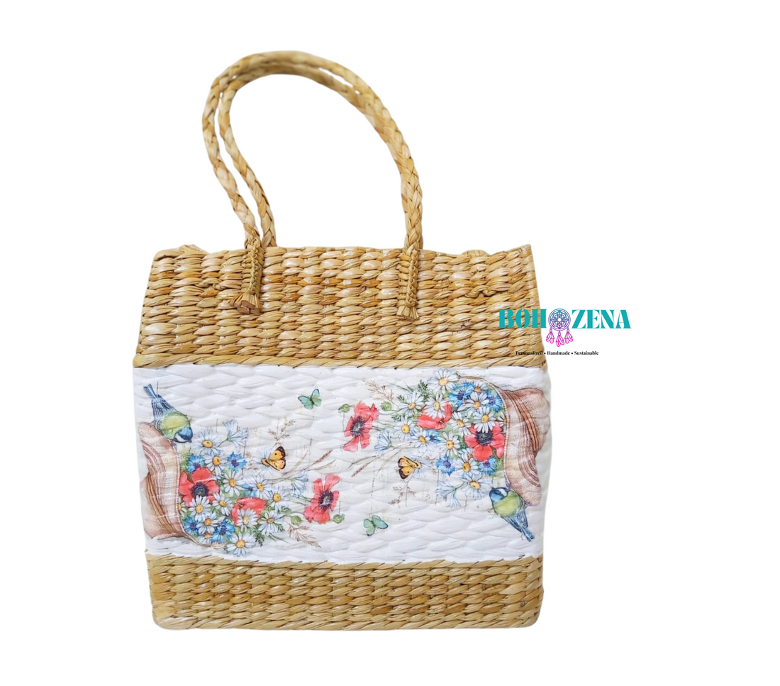 Handwoven Rattan Wicker Tote Bag