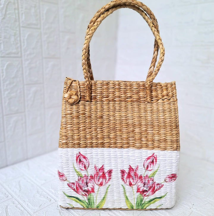 Handwoven Rattan Wicker Tote Bag