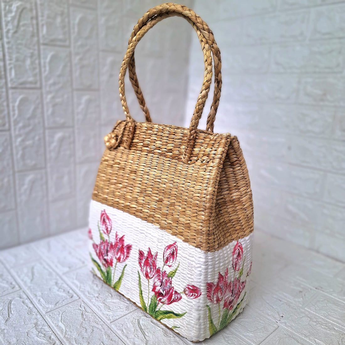 Handwoven Rattan Wicker Tote Bag