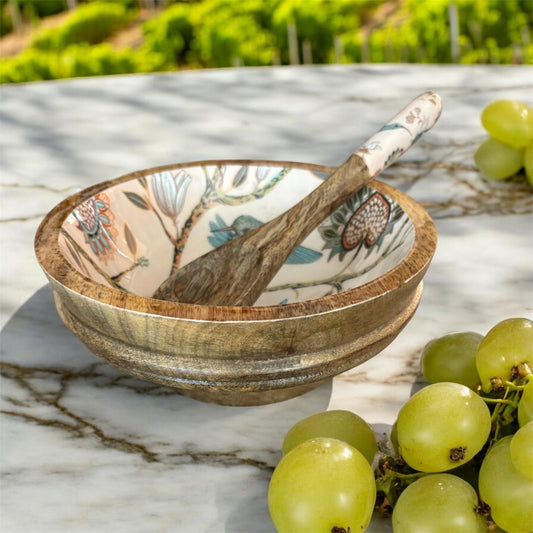 Mango wood serving bowl set