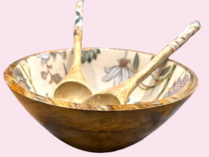 Large Hummingbird Wood Serving Bowl, Mango wood serving bowl set