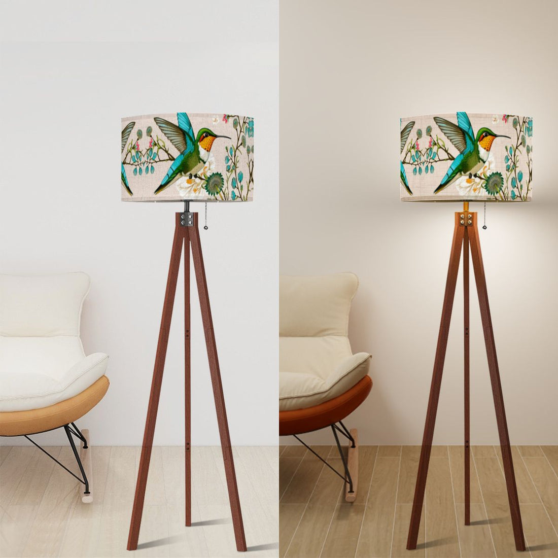 Tripod Floor Lamp with Linen Textured Shade