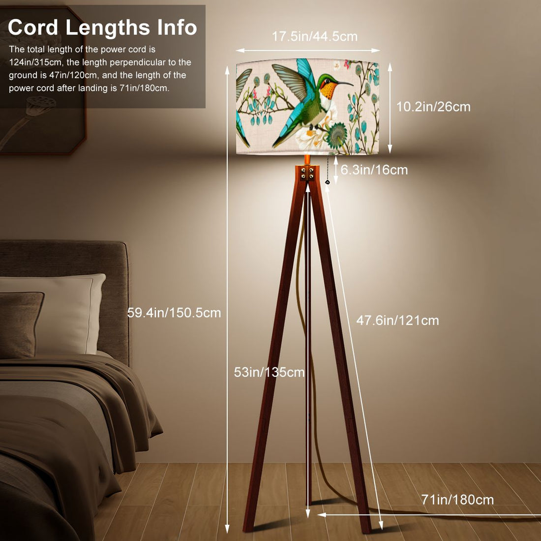 Tripod Floor Lamp with Linen Textured Shade