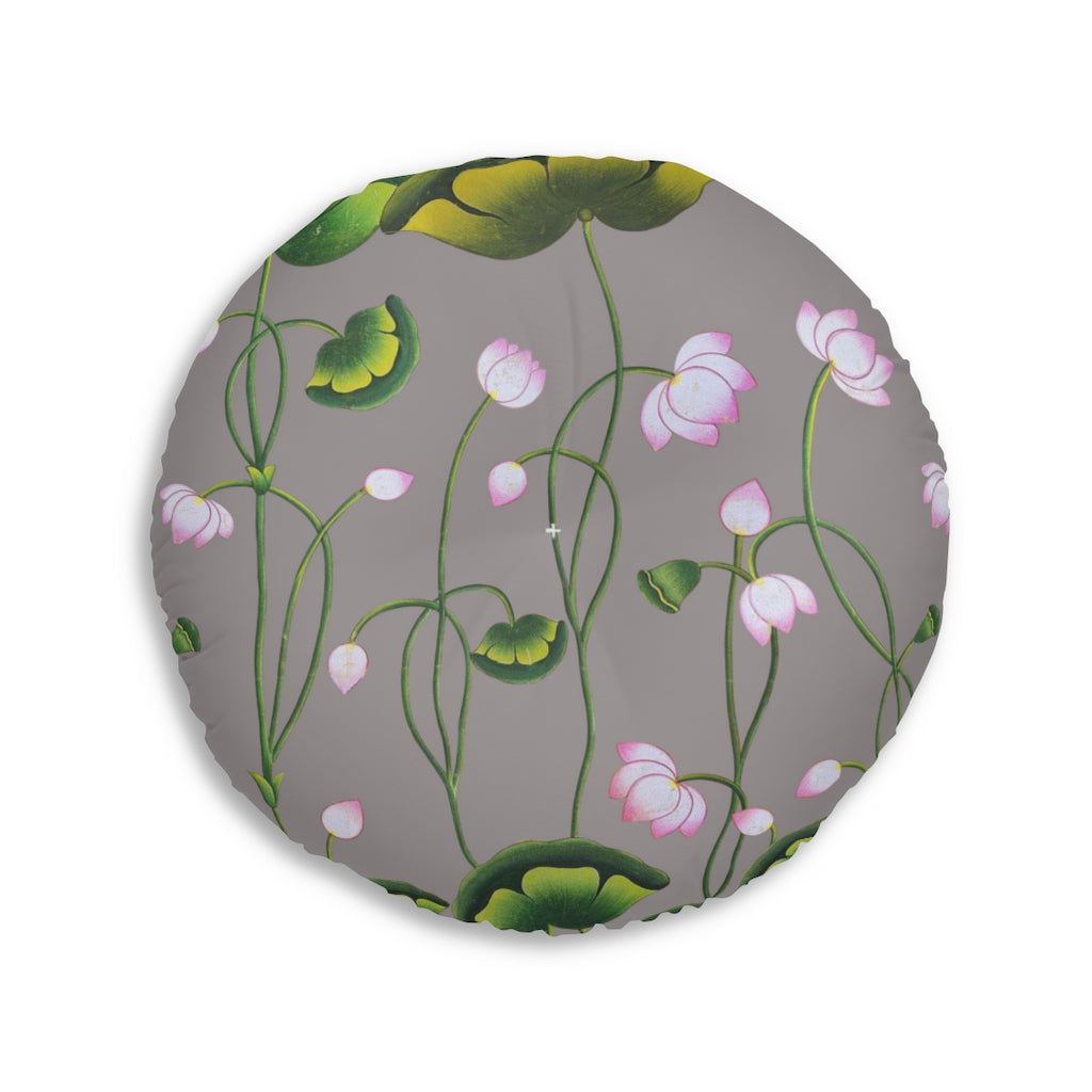 Lotus Pichwai Tufted Floor Pillow Round