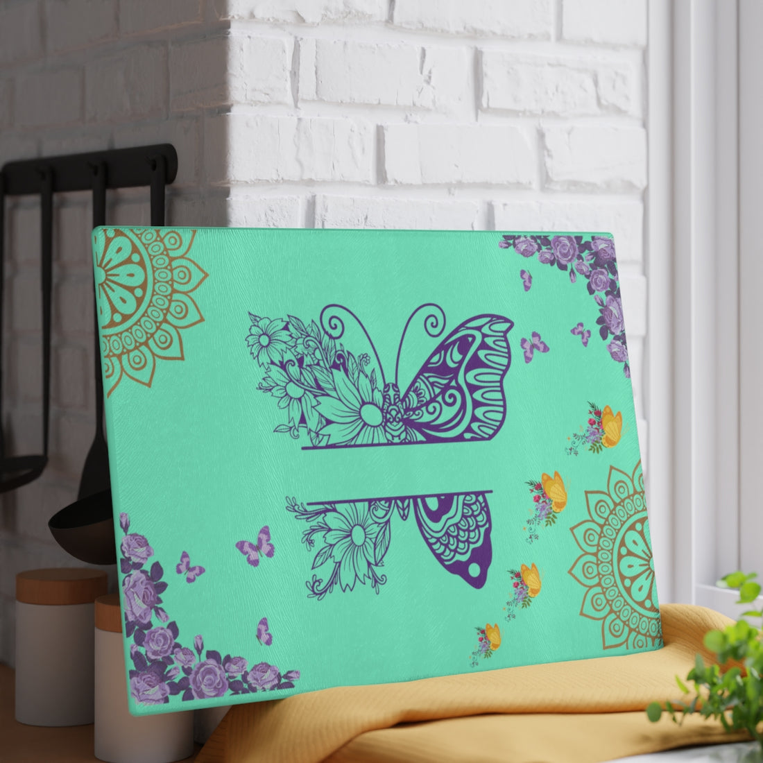 Mandala  Butterfly Cutting Board