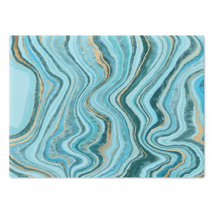 Blue Ocean Marble Glass Cutting Board