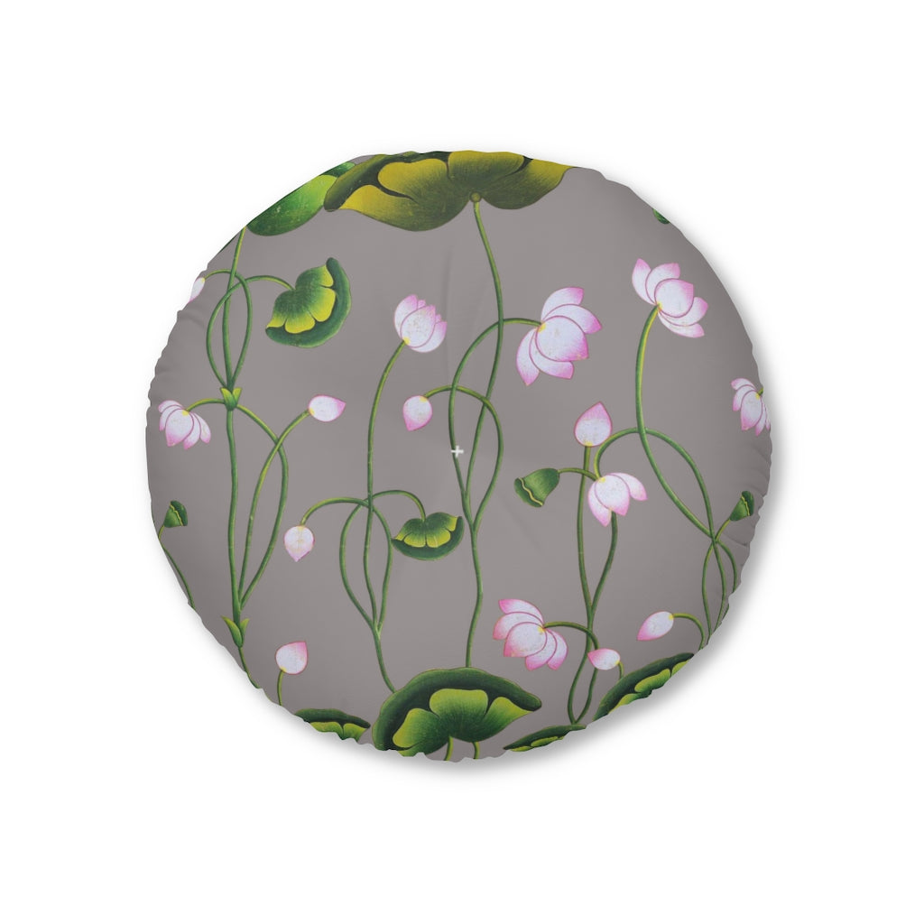 Lotus Pichwai Tufted Floor Pillow Round