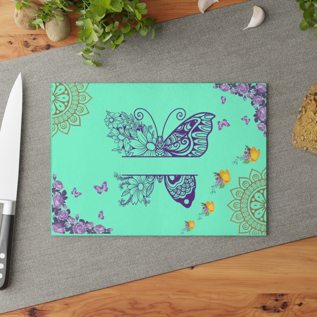 Mandala  Butterfly Cutting Board