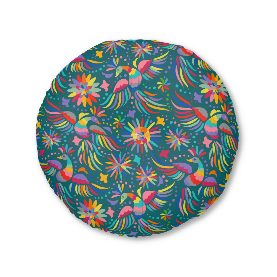 BohemianTufted Floor Pillow Round | Round | Peacock Pillow