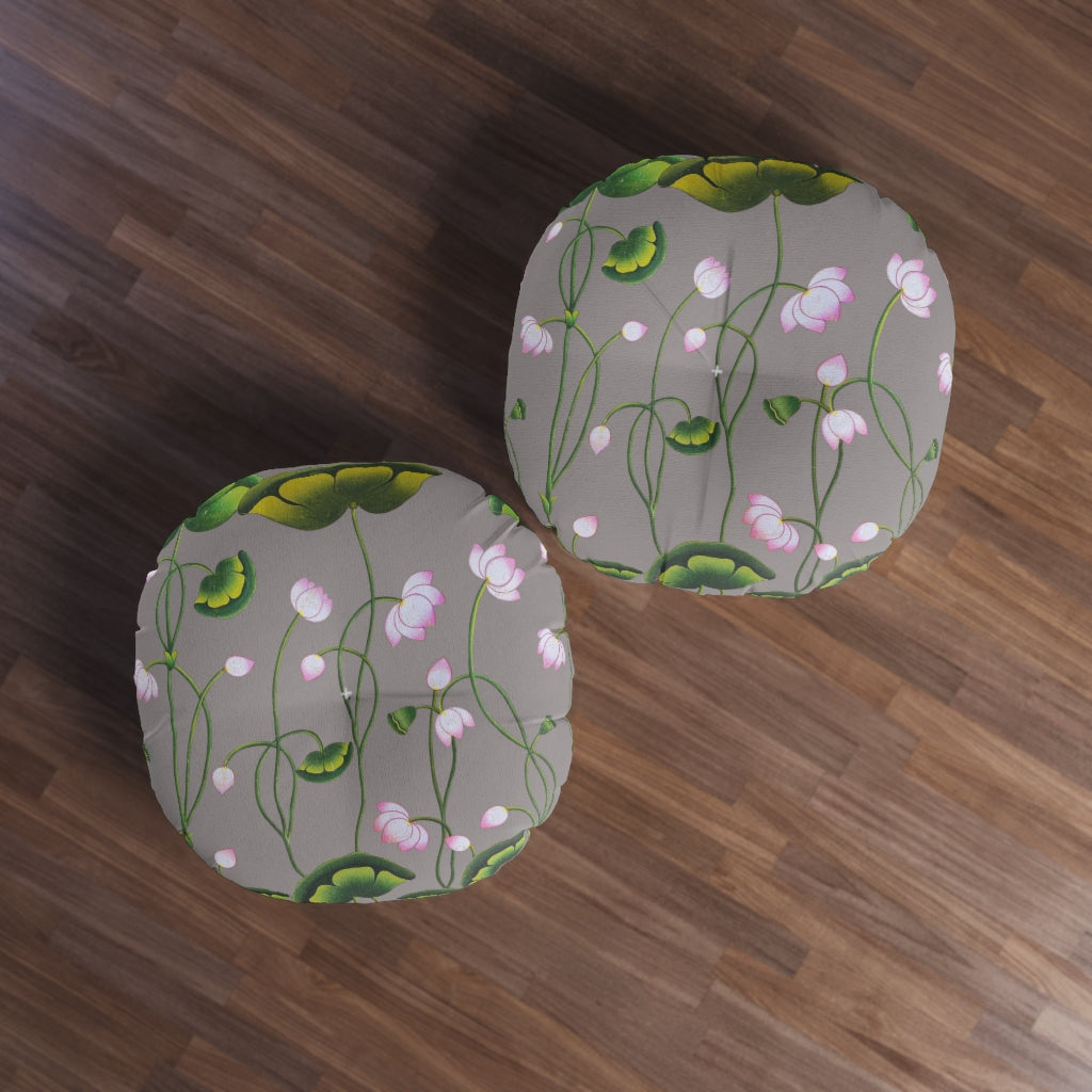 Lotus Pichwai Tufted Floor Pillow Round