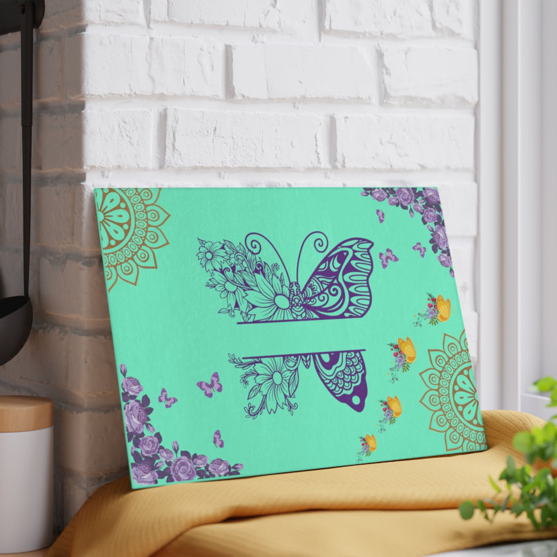 Mandala  Butterfly Cutting Board