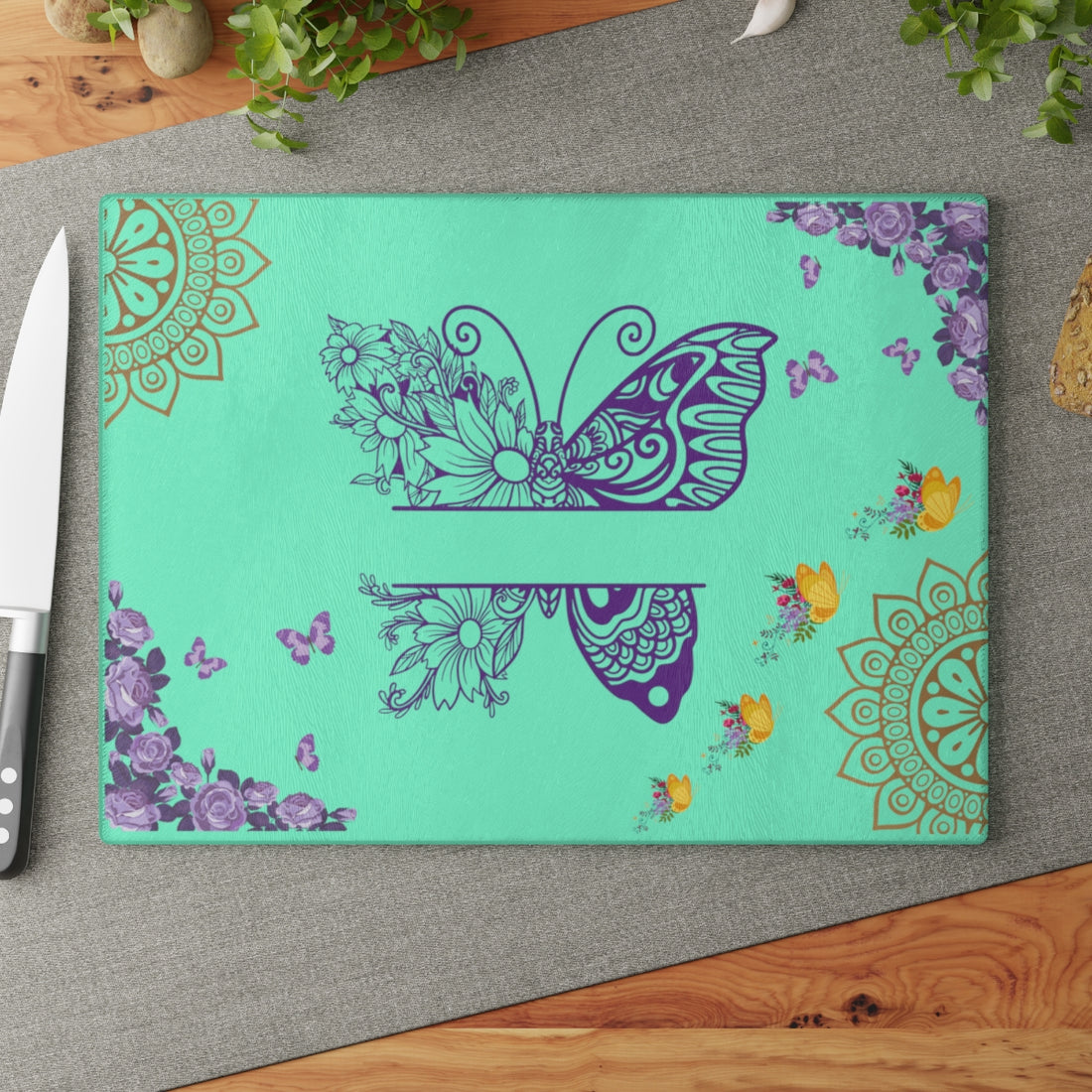 Mandala  Butterfly Cutting Board