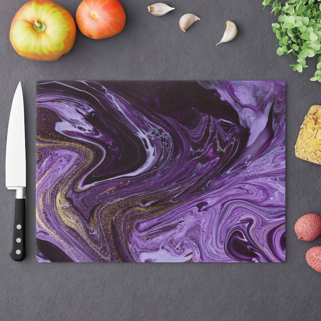 Purple Ocean Marble Glass Cutting Board