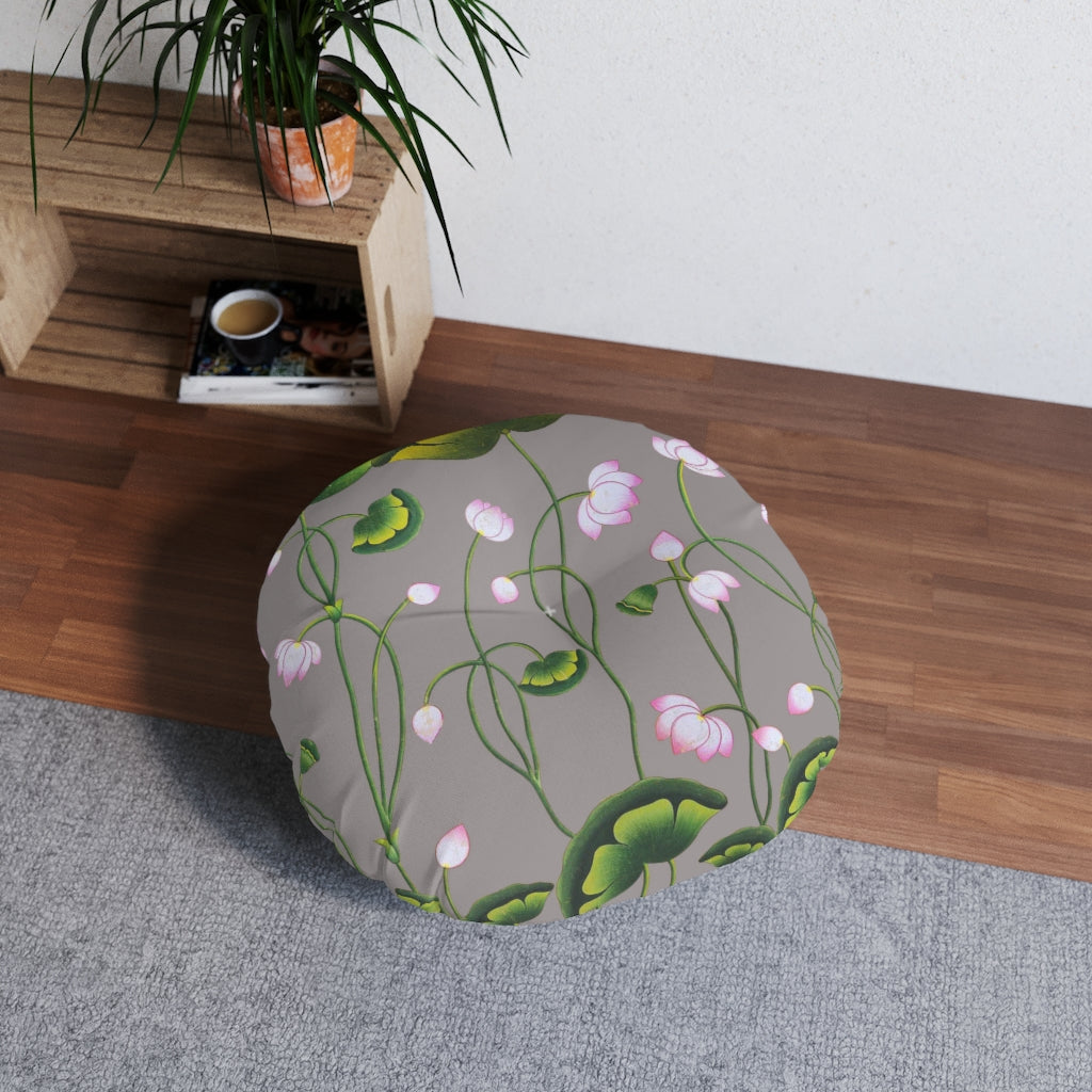 Lotus Pichwai Tufted Floor Pillow Round