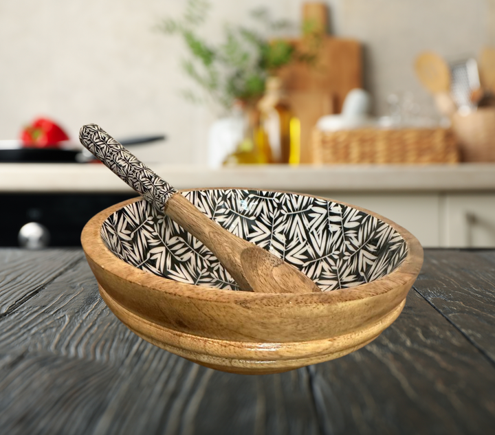 Mango wood serving bowl set