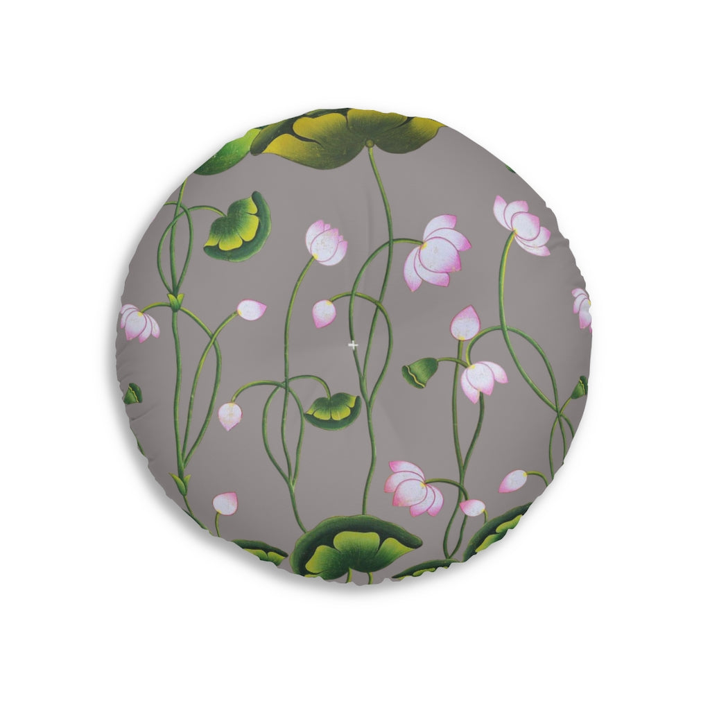 Lotus Pichwai Tufted Floor Pillow Round