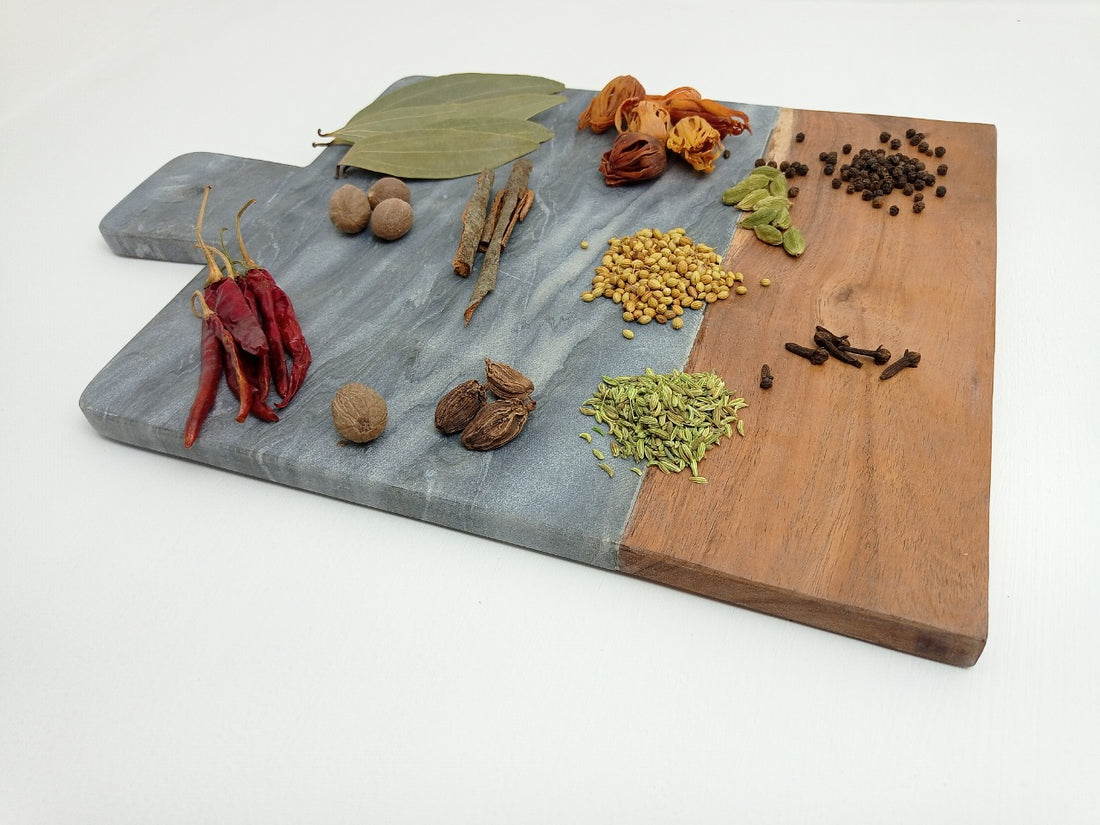 Mango Wood Marble Charcuterie Cheese Board